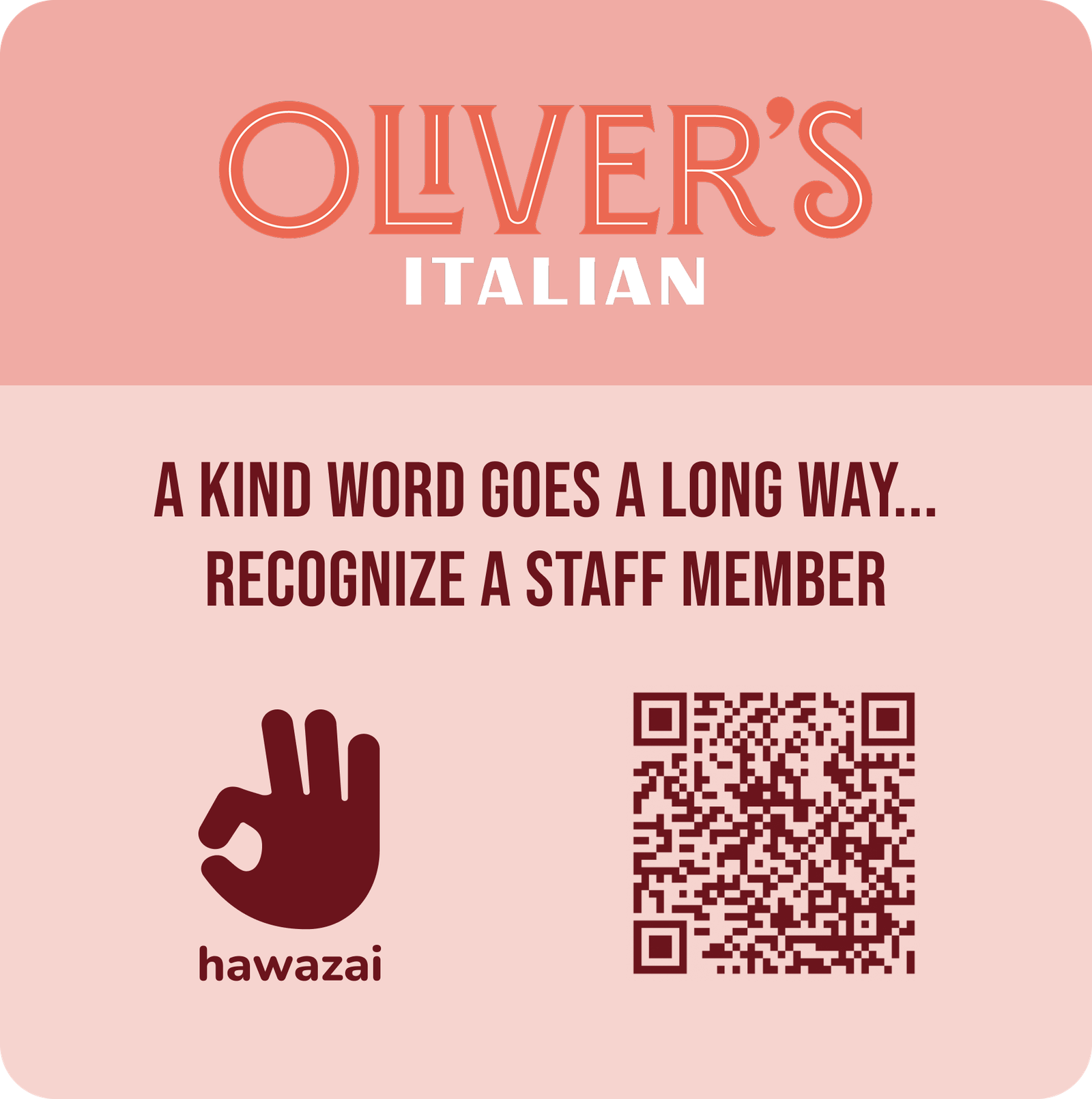 Oliver's Italian — Hawazai customer